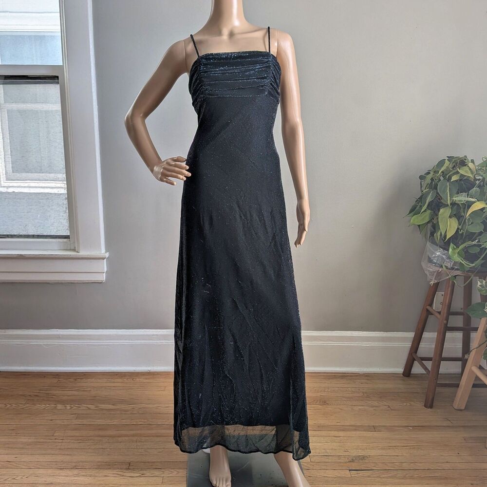 Vintage 90s A Fortiori Metallic Prom Gown Maxi Dress Siren Whimsygoth Size 3/4